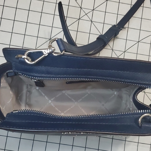 Michael Kors Dark Blue Crossbody Bag with Silver Accents - Picture 8 of 14